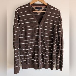 Tommy Hilfiger Brown and White Striped Cardigan